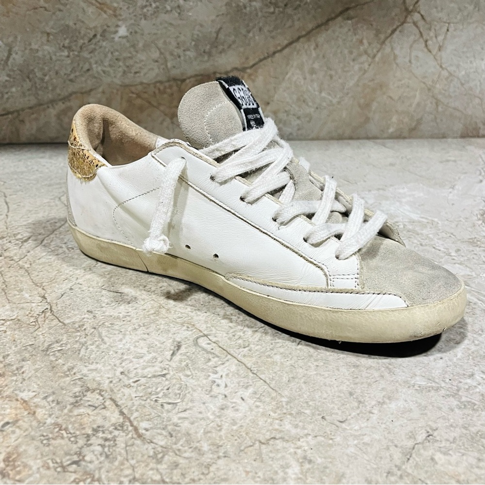 Golden Goose Superstar Gold Red White Leather Suede Sneakers - Picture 5 of 12
